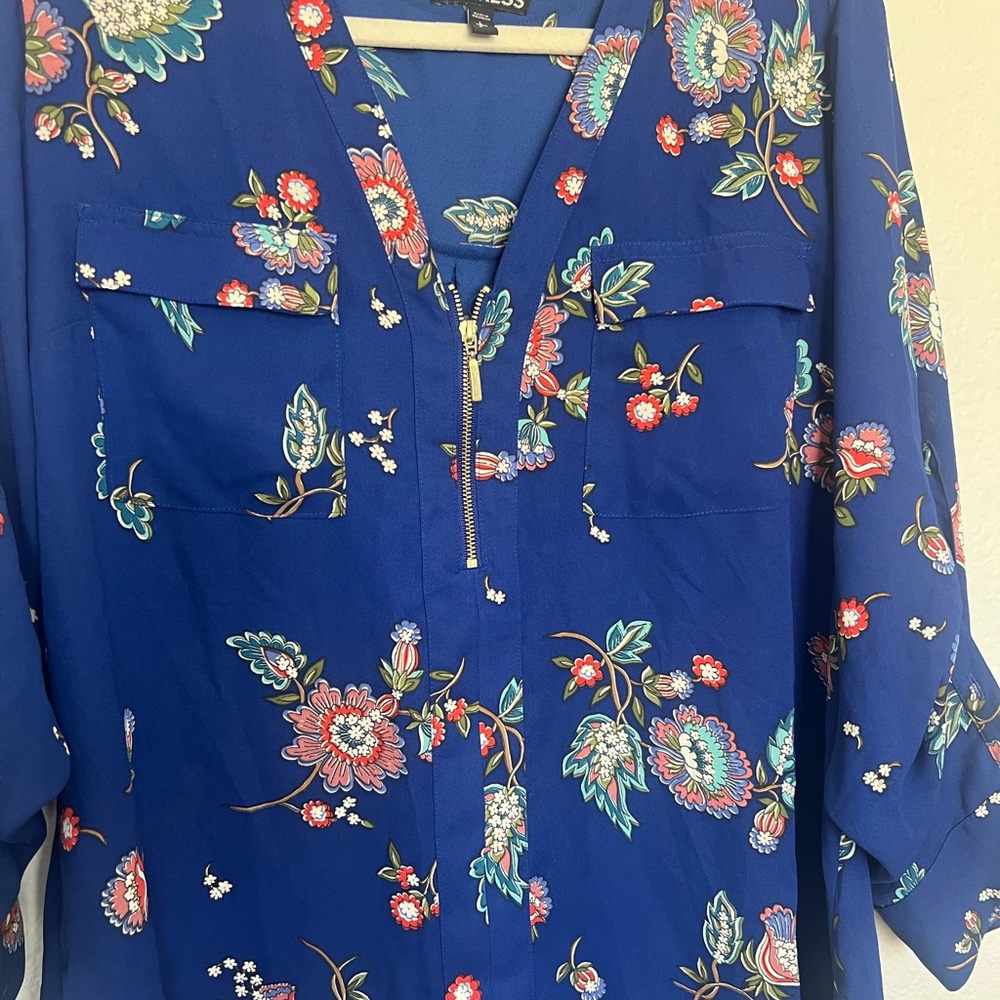 Express Blue Floral Women's Top